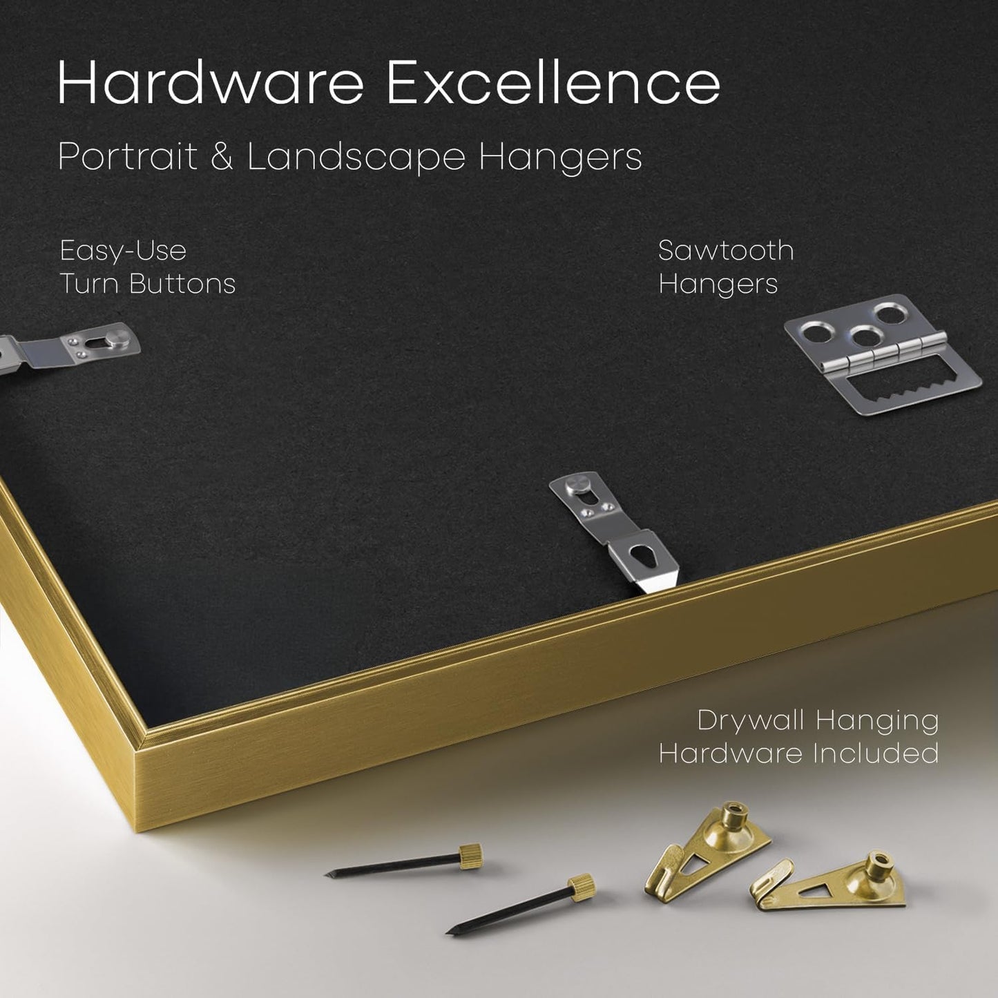 Homeforia 9x12 Gold Frame, High End Metal 9 x 12 Picture Frames with Mat 7 by 10 inch Photo, 9by12 Thin Poster Frame Matted to 7x10 Art, 12x9 Wall or Tabletop Frame, Tempered Glass, Wall Kit, Set of 1