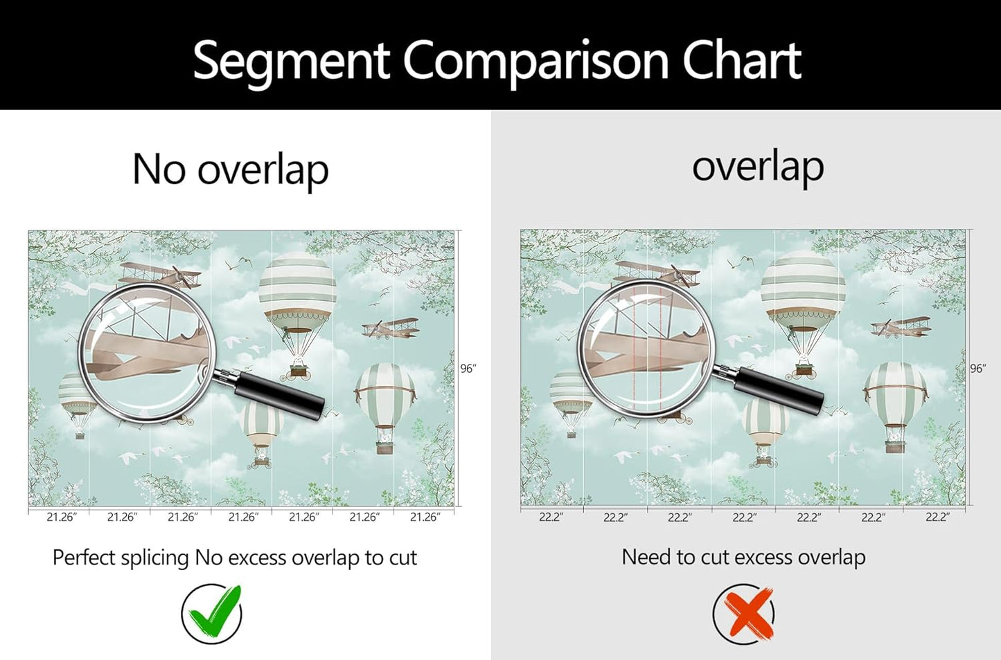 WFBHUA-Hot Air Balloon Wallpaper Mural Cute Animals Airplanes Blue Wallpaper for Nursery Wall Decoration Boys Bedroom Baby Room Kids Room (Not Peel and Stick)