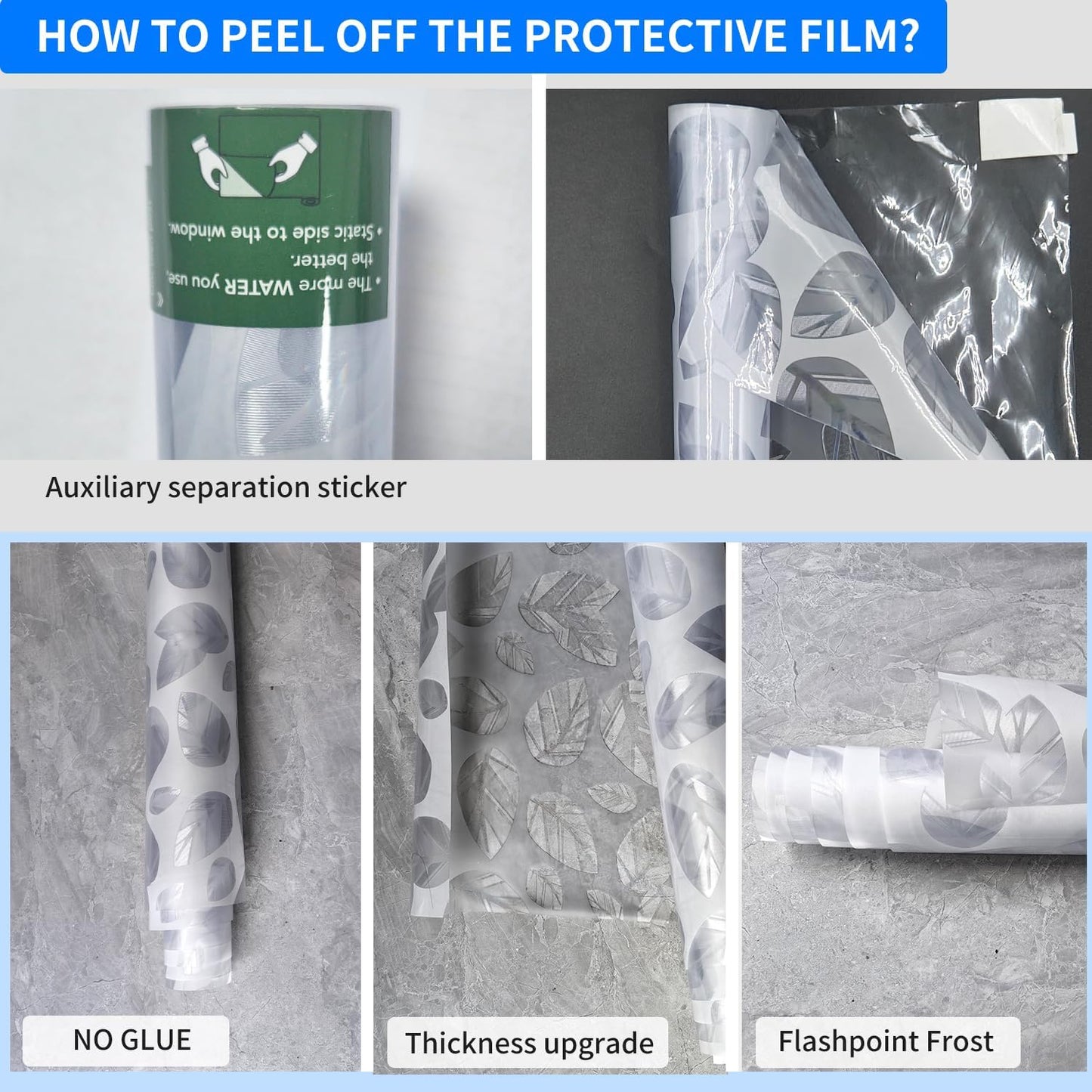 Window Privacy Film with Installation Tools,Static Cling, Anti UV, Heat Control, Ideal for Home Shower Office Glass Door (Leaf White (Glue-Free), 23.6X78.7Inch)