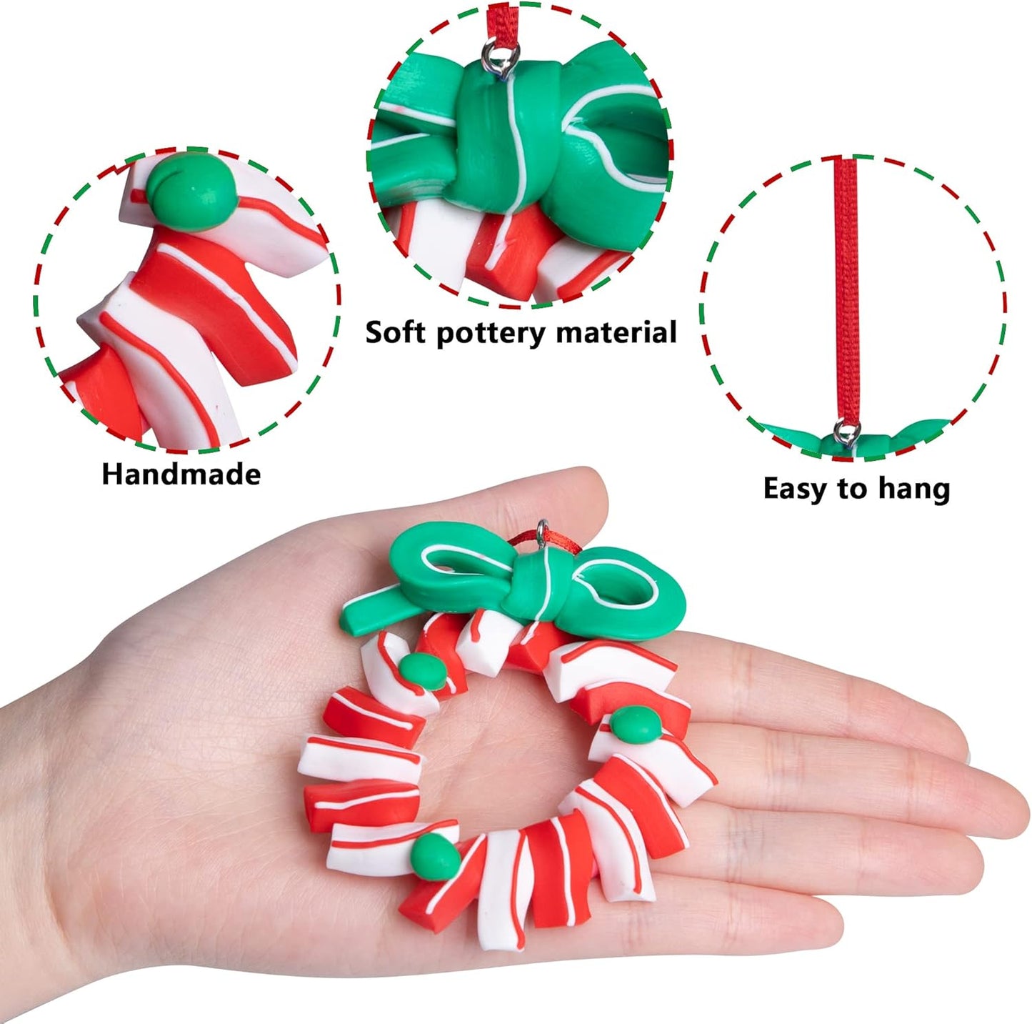 codree 8 PCS Christmas Hanging Lollipop Ornaments- Candy Ornaments for Christmas Tree- Candies Polymer Clay Ornament for Xmas Tree Party Decoration