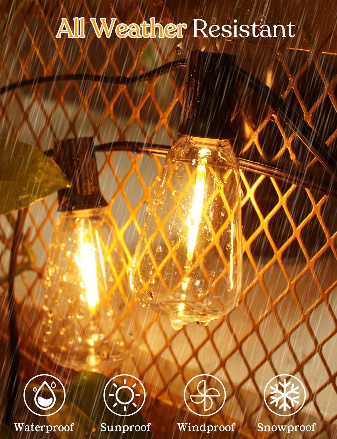 150 FT Outdoor String Lights for Outside – LED Patio Lights Waterproof with Dimmer Remote – Hanging Lights Shatterproof ST38 Vintage Edison Bulbs Porch Backyard Cafe Bistro