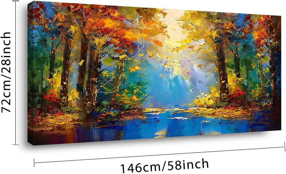 LASMOND Beautiful Colorful Forest Scenery Landscape Wall Art Decor Artwork for Bedroom Living Room (58x28 Inches)
