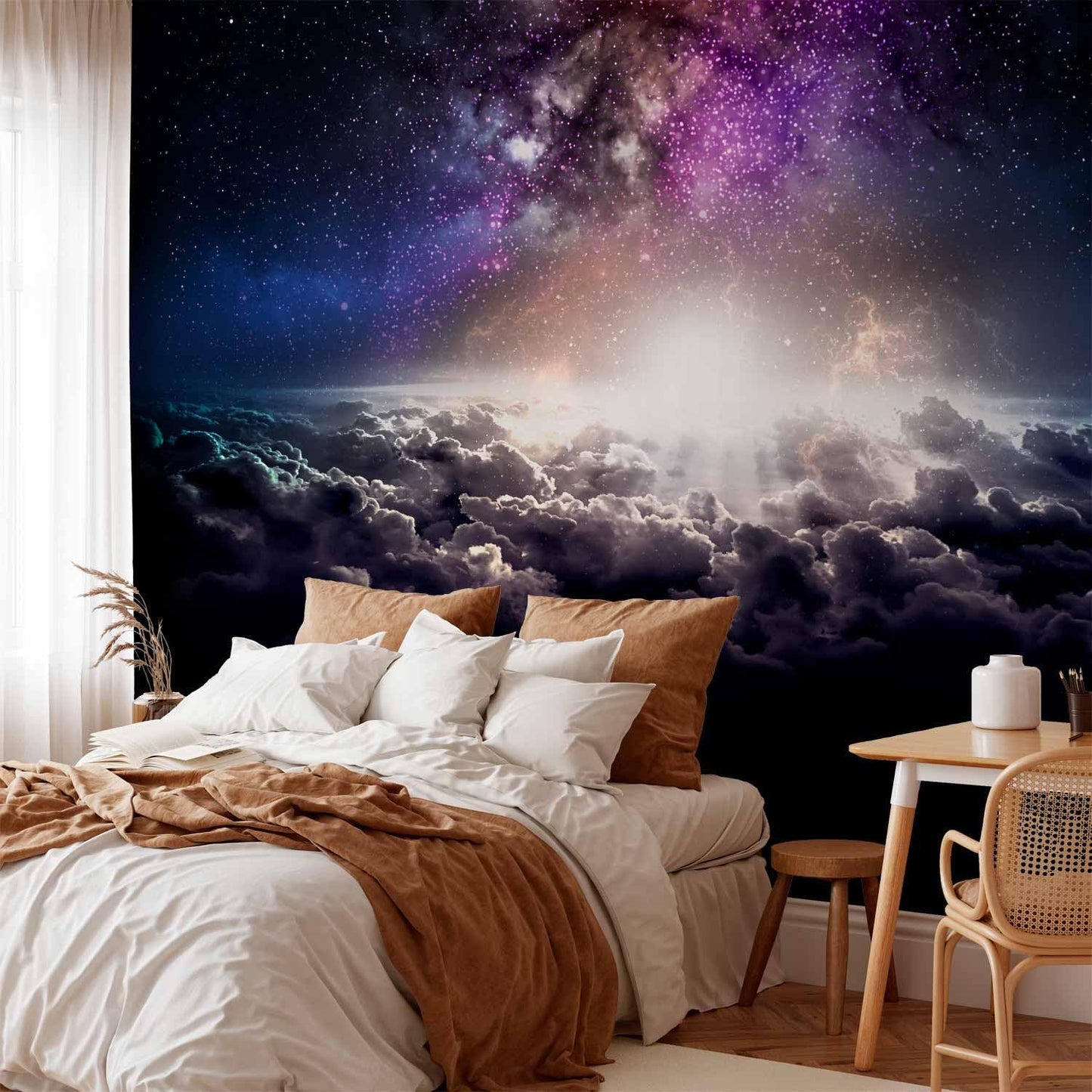 artgeist Wall Mural Galaxy 197x138 in - Non-Woven Wallpaper Fleece Wall Decor Photo Print Picture Image Design Home Mural Cosmos Sky Star Cloud Purple i-A-10009-a-a