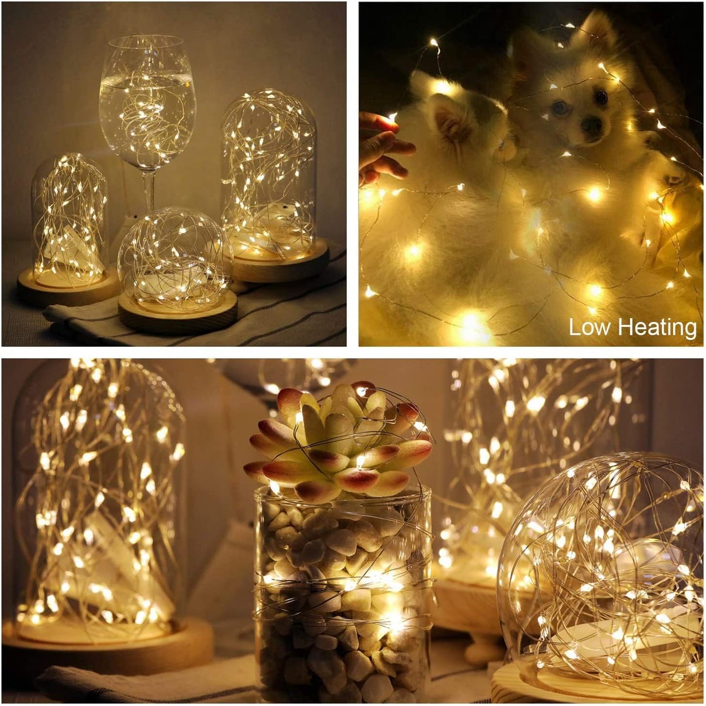 6 Pack Fairy Lights Battery Operated String Lights 7ft 20 LED Mini Twinkle Lights Silver Wire Lights for DIY Crafts Mason Jars Centerpiece Table Wedding Party Christmas Decor, Warm White & Cool White