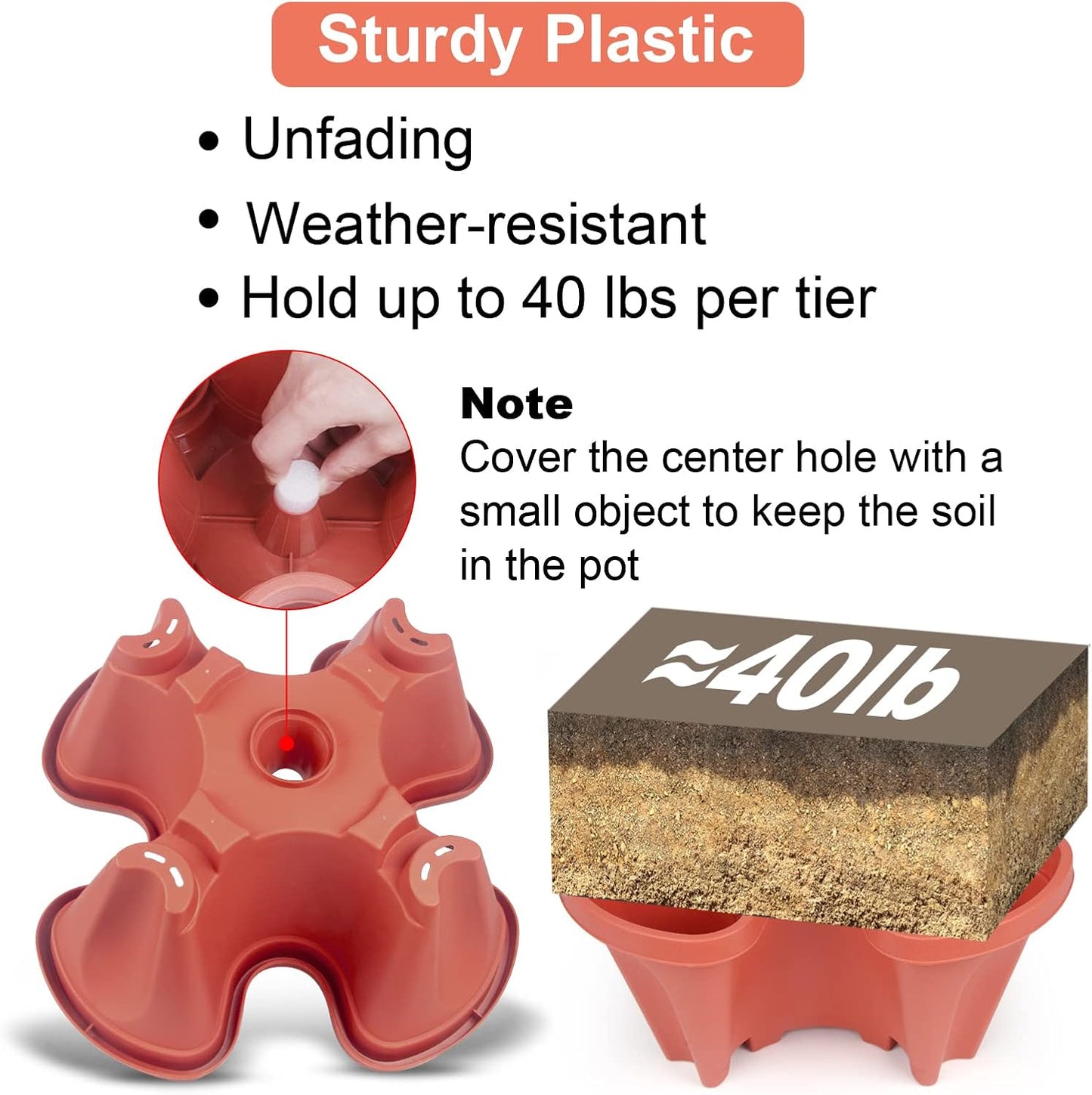 Vertical Planter 4 Tier Stackable Planters Garden Planters Strawberry Herb Flower and Vegetable Planter Indoor Outdoor Gardening Pots with Removable Wheels and Tools