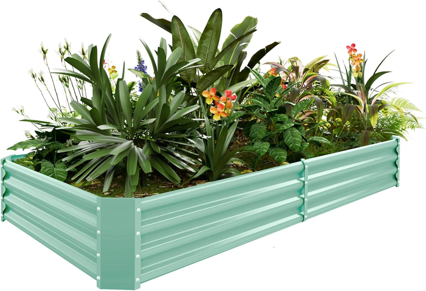 Land Guard 8×4×1ft Galvanized Metal Raised Garden Bed, Metal Planter Kit Box Outdoor for Deep-Rooted Vegetables, Flowers, Green and Herbs (Lime Green)…