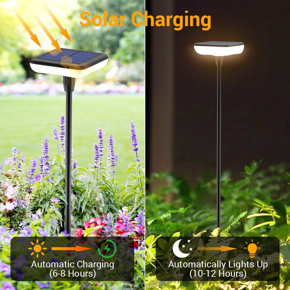 Solar Pathway Lights Outdoor 6 Pack Solar Powered Garden Lights 12H Long Lasting Auto On/Off Solar Swaying Light IP65 Waterproof for Planter Flowers Landscape Lighting Decoration Warm White