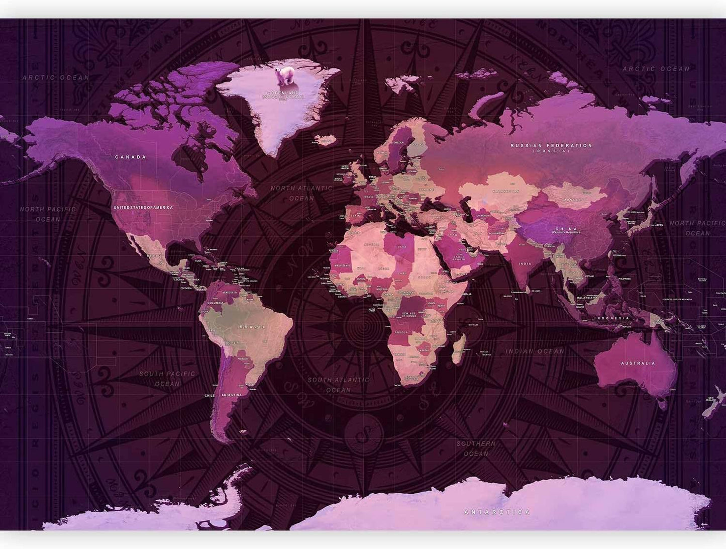 artgeist Wall Mural World Map 98x69 in - XXL Non-Woven Wallpaper Fleece Wall Decor Photo Print Picture Image Design Home Map of The World k-A-0273-a-a