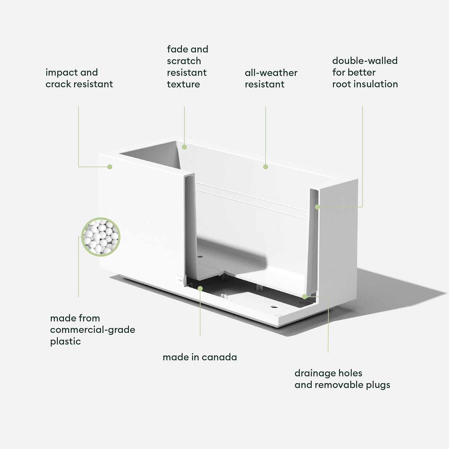 Veradek Block Series Long Box Planter - Large Rectangular Planter for Indoor or Outdoor Patio/Porch | Durable All-Weather Use with Drainage Holes | Modern Décor for Tall Plants, Flowers or Shrubs