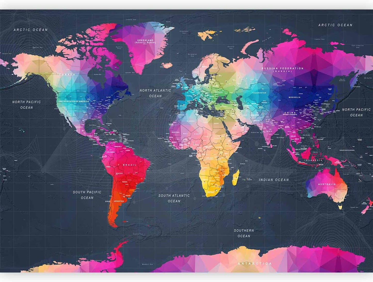 artgeist Premium Wall Mural World Map 118"x83" - XXL Non-Woven Wallpaper Fleece Wall Decor Photo Print Picture Image Design Home Map of The World k-A-0126-a-a