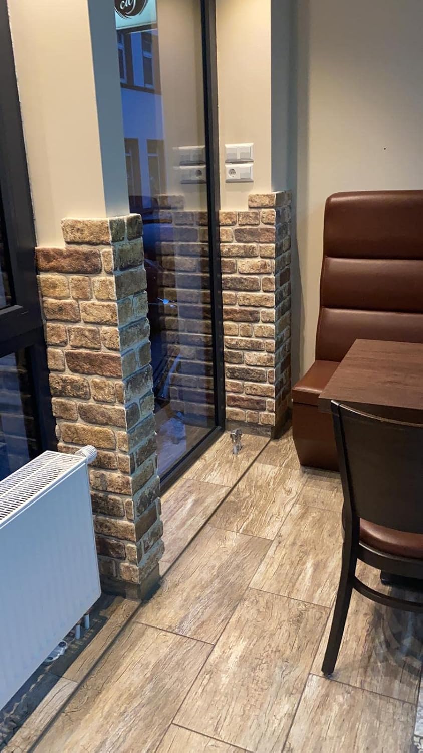 Dundee Deco 3D Wall Panels Faux Brick - Cladding, Light Brown Stone Look Wall Paneling, Styrofoam Facing for Living Room, Kitchen, Bathroom, Balcony, Bedroom, Set of 10, Covers 53 sq ft