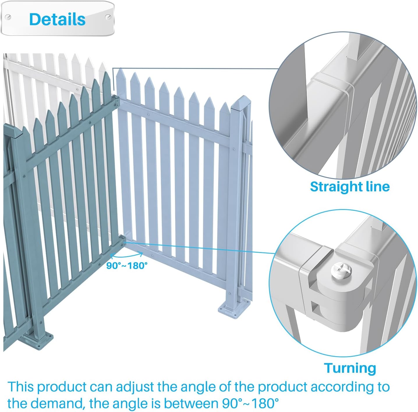 Patio 3 Sets Vinyl Picket Fence Panels 30" H x 84" W White PVC Decorative Fence for Front Yard Porch Patio Deck Pool Air Conditioner Fence Safety Dog Fence (34 Pickets, Straight)
