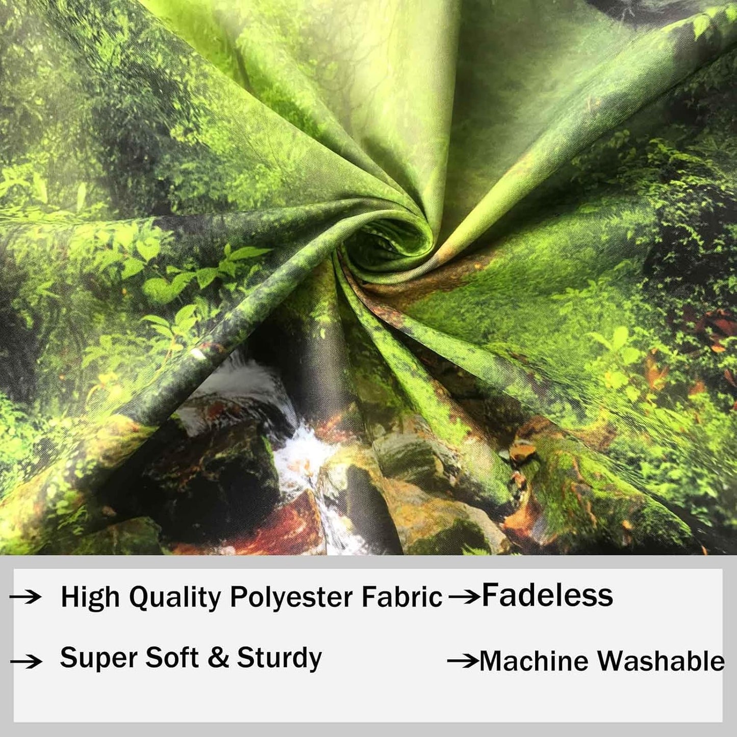 Misty Forest Tree Cave Tapestry Nature Green Tapestry Enchanted Rainforest Tropical Jungle Sunshine Flowing Stream Landscape Wall Tapestries for Living Room Bedroom Dorm Office (50" × 60")