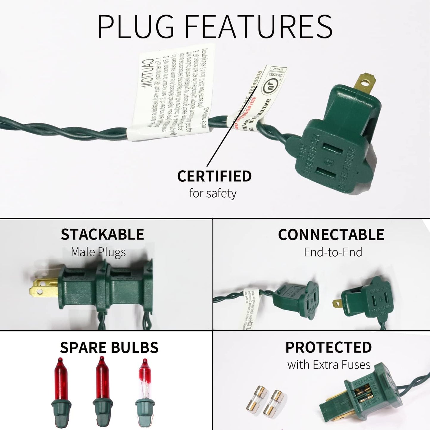 100LIGHTS RED Extra-Bright with End Connectors Christmas Decorative Lights 5.98m UL Certified Mini String Light Set Waterproof for Home Garden Holiday Christmas Tree Party Patio Decor Wedding