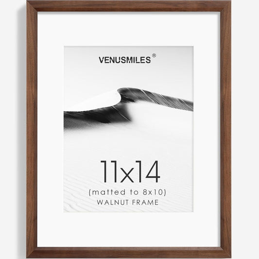 11x14 Picture Frame Natural Solid Walnut Photo Frames with 8x10 Removable Mat Wall Hanging Large Handcrafted Frame with HD Plexiglass Wall and Tabletop Display Large Poster Frame