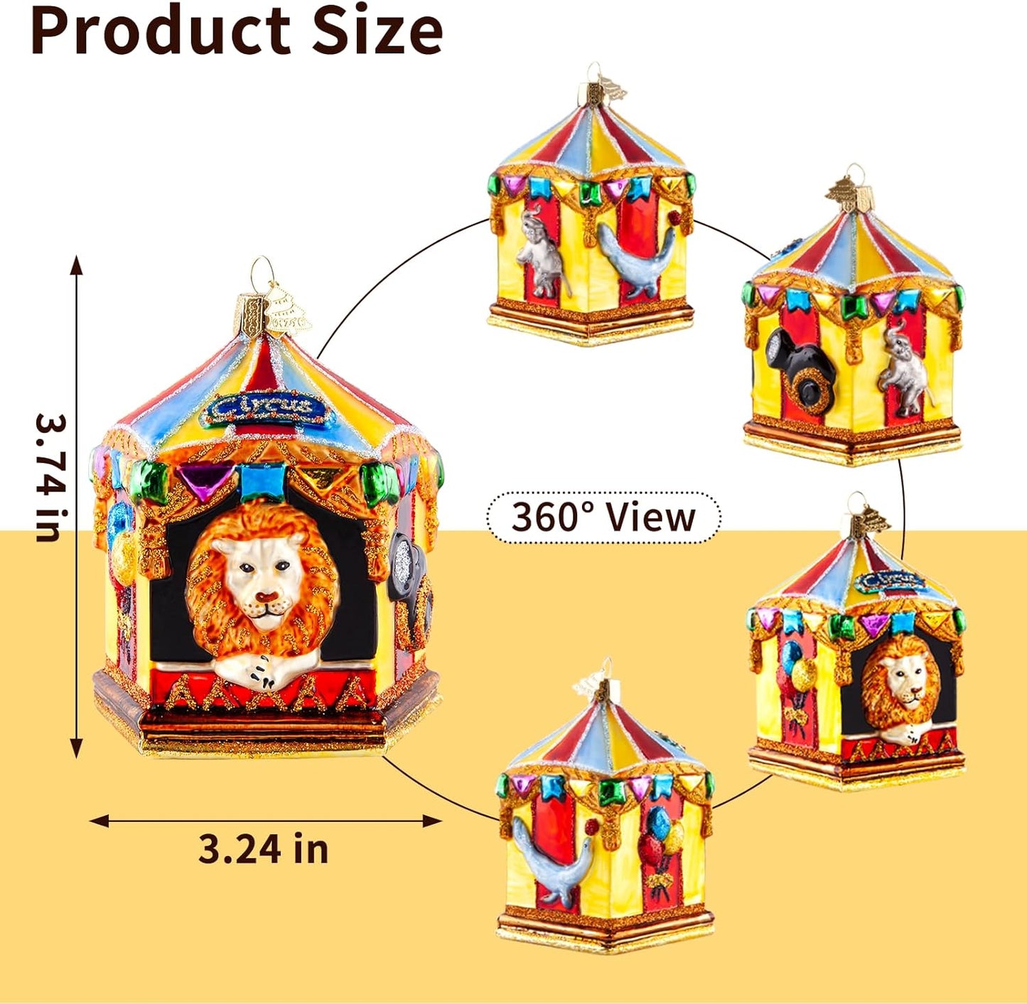 Christmas Ornaments,Lion Ornament for Christmas Tree,Hand-Blown Glass Ornaments,Zoo Circus Collection Figurines Hanging Ornament,Personalized Decorations for Animal Lovers Holiday Party Home Gift