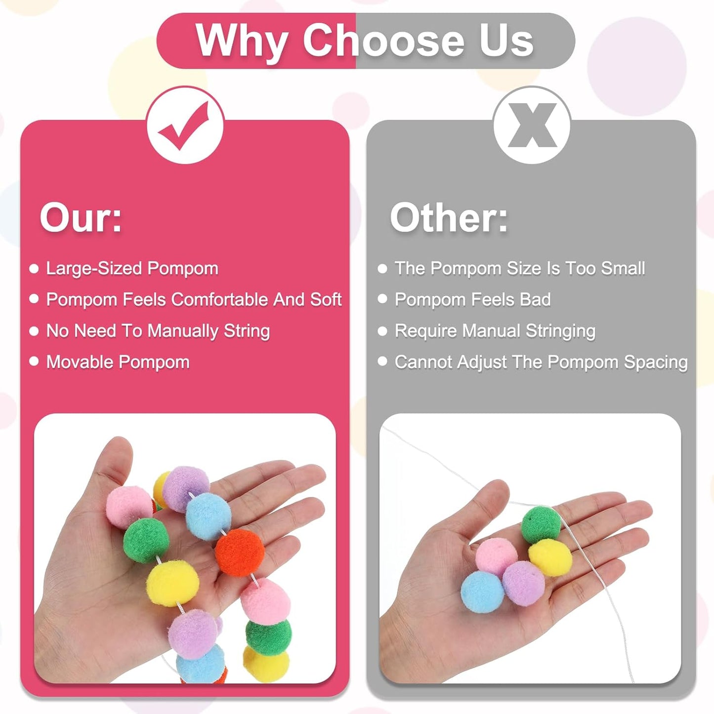 PATIKIL 26Ft Pom Pom Garland Decorations, 4Pcs Colorful Felt Ball Garland Banner Cute Rainbow Pompom Hanging Decorations for Tree Ornaments Homes Decor, Multicolor