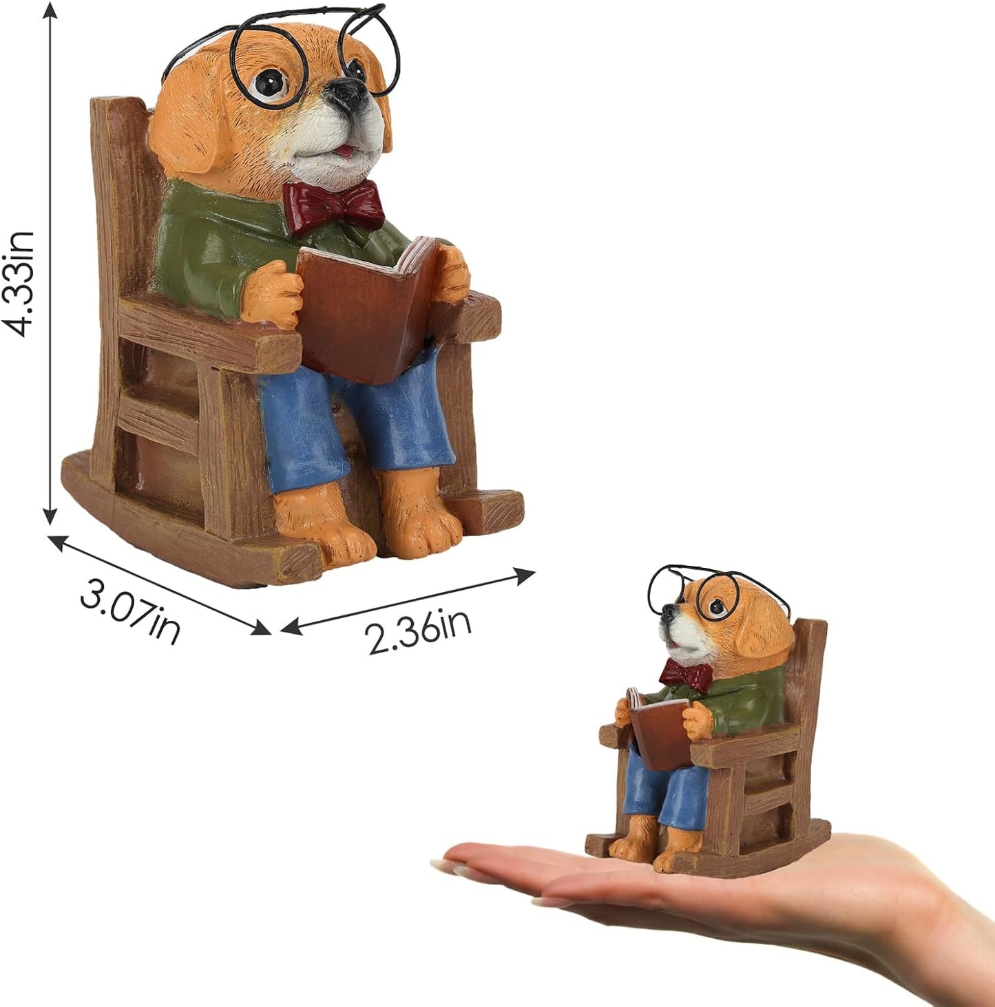 Solar Garden Decor Statues Dog Figurines Mini Fairy Garden Accessories Outdoor Lights,Garden Art Patio Porch Balcony Yard Home Lawn Ornaments,Mothers Day Birthdays Gifts for Mom Grandma