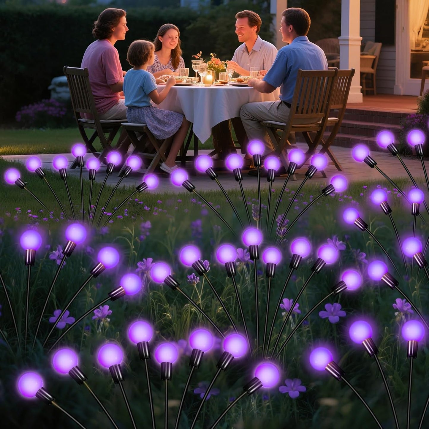 Solar Lights Outdoor Garden Purple – 36 LEDs Solar Firefly Lights, Purple Swaying Lights Outdoor Waterproof, 6 Pack 6 Heads Garden Decorative for Yard Patio Pathway Lawn Decorations