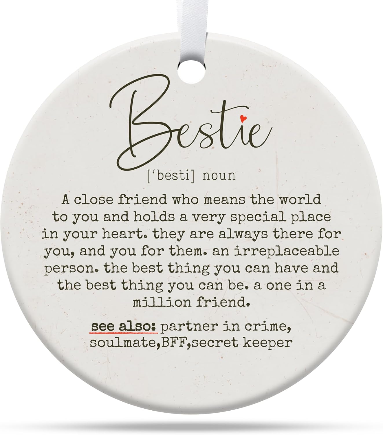 Friendship Gifts for Women, Best Friend, Funny, Work Besties, Sister, Friend Ornaments for Women, Ceramic Christmas Ornaments (Besties 2)