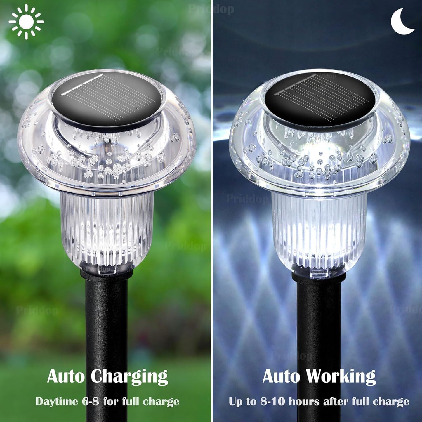 Solar Lights Outdoor Pathway Waterproof 8 Pack Cold White LED Acrylic Mushroom Decorative Garden Lights for Yard Landscape Patio Outside Decor