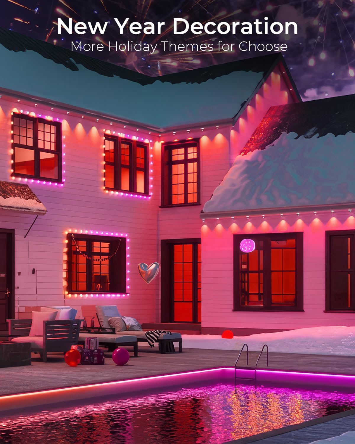 CINOTON Permanent Outdoor Lights 200ft, Smart RGBW Eaves Lights with 144 LEDs, IP67 Waterproof, 111 Scene Mode for Daily and Festival, Halloween Christmas Party Holiday Decor, APP/Voice/Remote Control