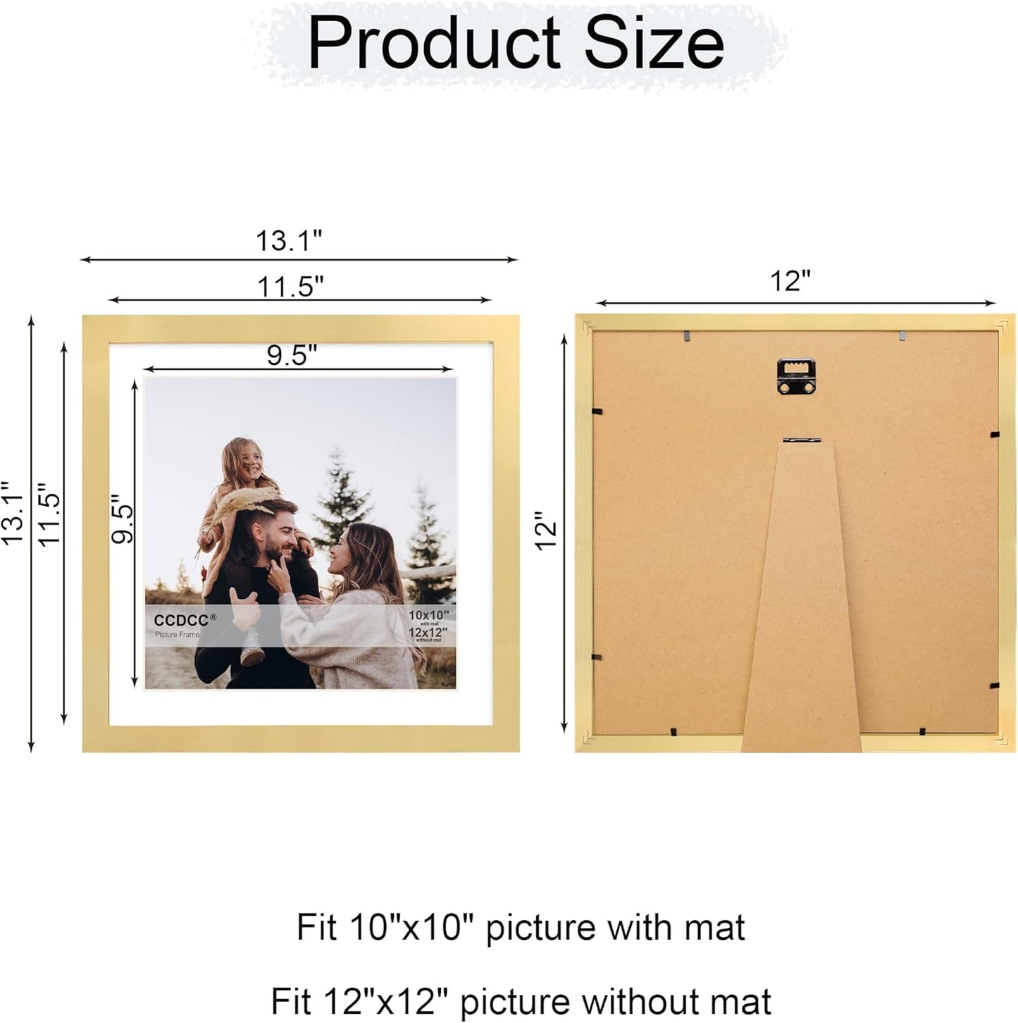 12x12 Picture Frame Set of 4, 12 x 12 Wood Photo Frames with Mat for 10x10 or 30x30cm Diamond Painting Art, Wooden Frame with Real Glass Cover for Wall and Tabletop Display,Gold