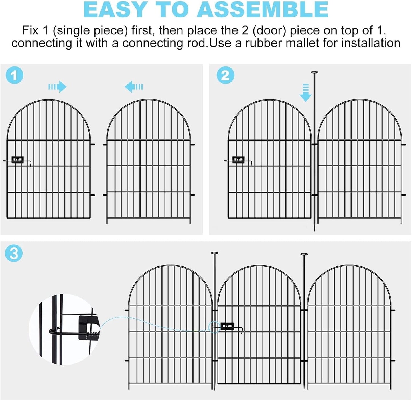 Tall Garden Fence with Gate 40 in(H)x17.5 Ft(L), 8 Panels Fence for Dogs Outside, No Dig Animal Barrier Garden Fencing,Rustproof Metal Wire Temporary Rabbit Dog Fences for Yard Patio Outdoor
