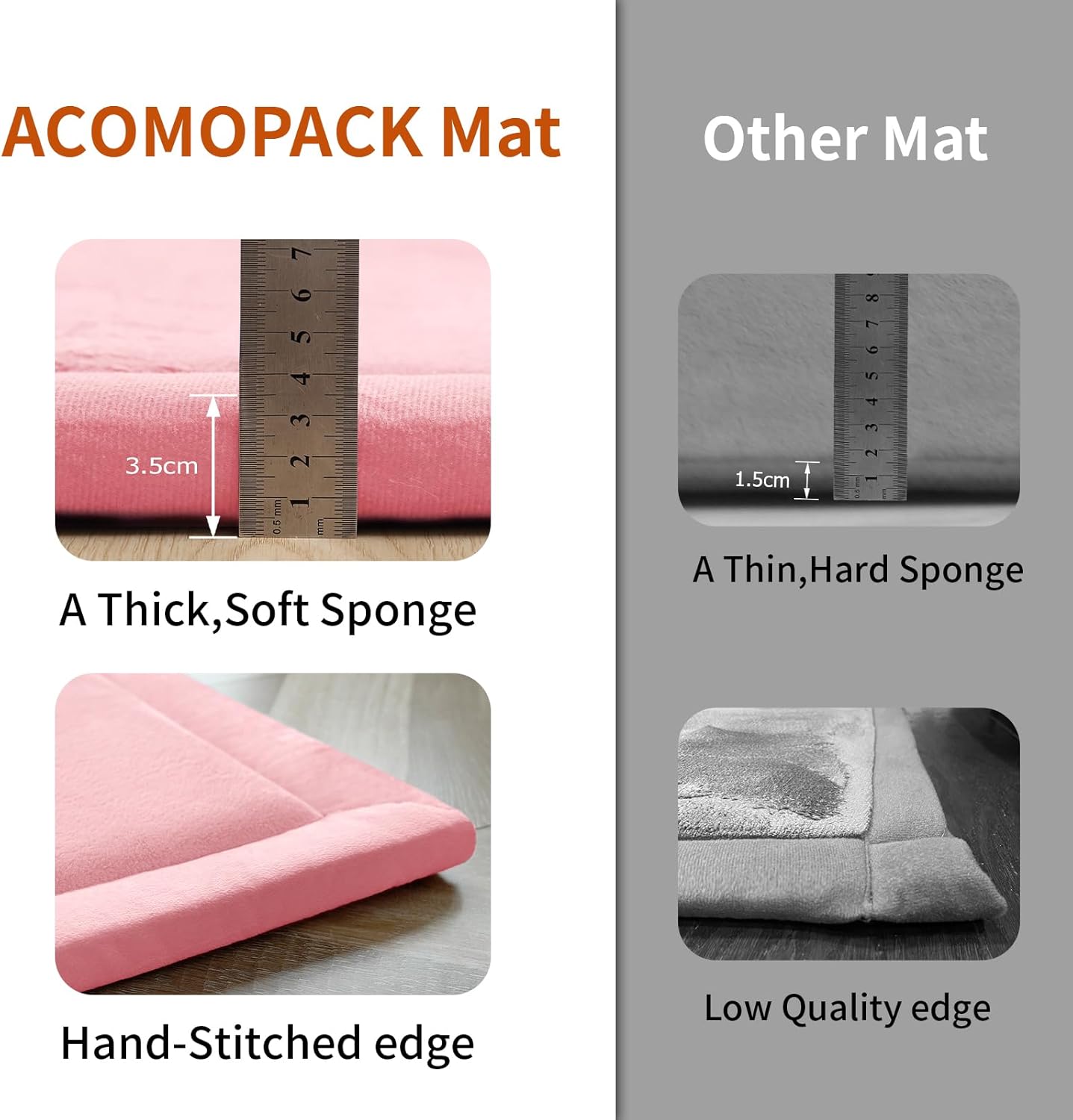 ACOMOPACK Baby Play Mat for Floor,1.3" Thick Memory Foam Area Rug for Living Room,Soft Velvet Crawling with Non-Slip Bottom for Kid,Toddler,79"×118" Tummy Time Nursery Rugs,Yoga（Pink）