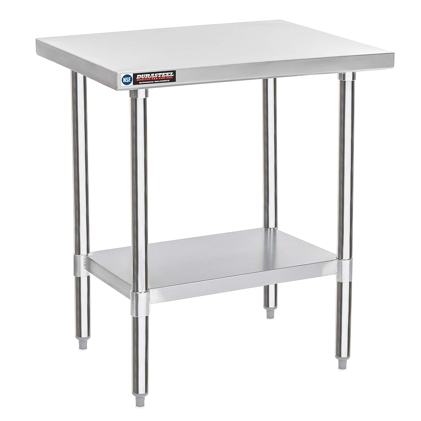 DuraSteel 24x30 Stainless Steel Work Table - NSF Commercial Prep Metal Table - Outdoor Pizza Oven Stand w/Under Shelf - Kitchen Island Laundry Utility Garage Microwave Stand Large Rolling Storage Cart
