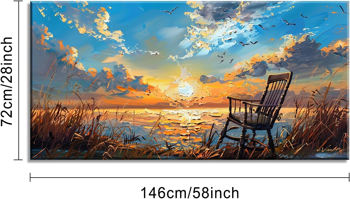 LASMOND Canvas Prints Wall Art Sunset Ocean Beach Pictures Photo nature landscape Paintings for Living Room Bedroom Home Decorations Modern Stretched and Framed Seascape Waves Landscape Artwork ( 30x60 Inches )