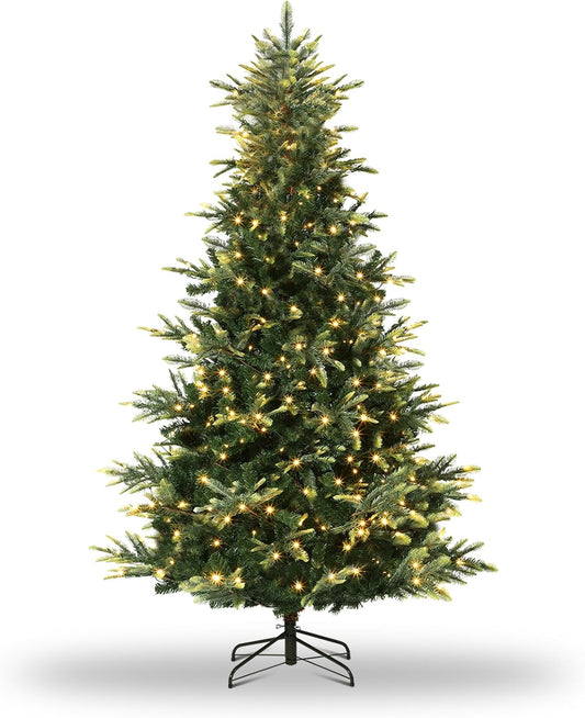4.5ft Pre-lit Artificial Christmas Tree,Spruce Prelit Christmas Trees for Home,Office,Party Thickened PE&PVC Branch Tips & UL Listed Lights Incandescent Warm White,Fire-Resistant Automatic Branches