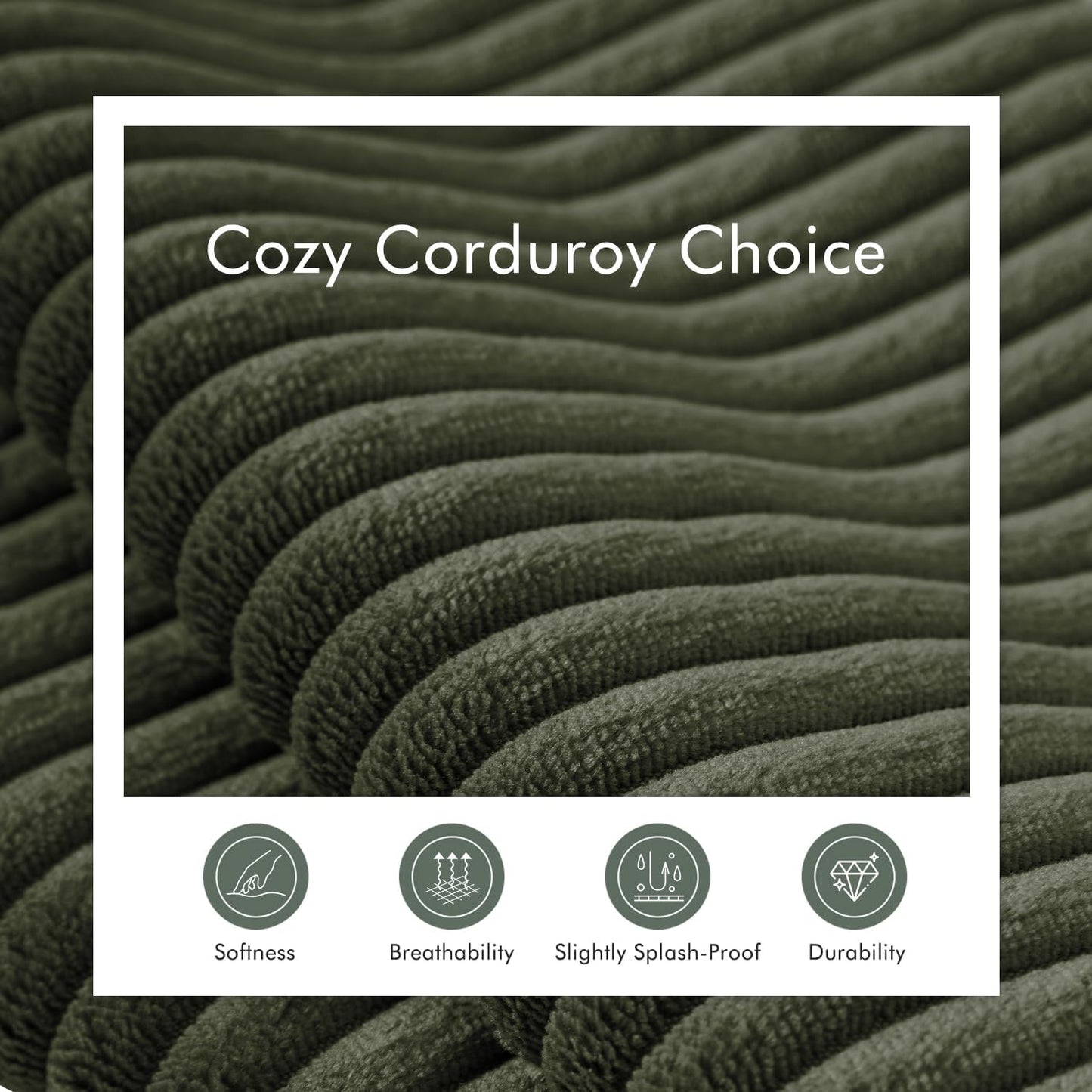 Boneless Sectional Cloud Couch Sofa Bed for Living Room, 112" Modular Modern Lounge 3 Seater Sleeper Green Couches with Chaise, No Assemble, Cordury Compression Upholstered Sofas