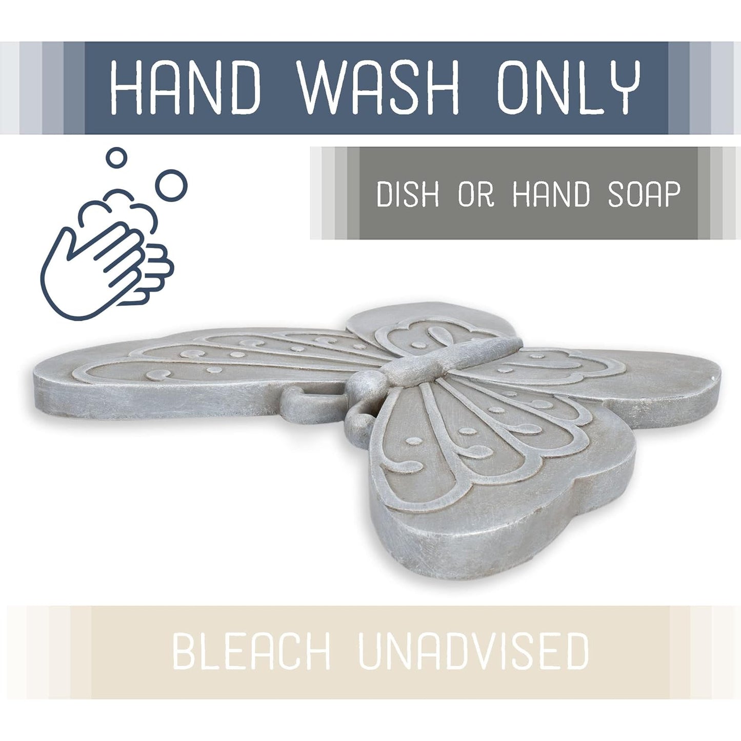 NAT & Jules Animal Character Shaped Dimensional Indoor Outdoor 11 inch Cast Resin Decorative Garden Stepping Stone, Patio, Walkway Sculpture Yard Art, Stone Grey Butterfly