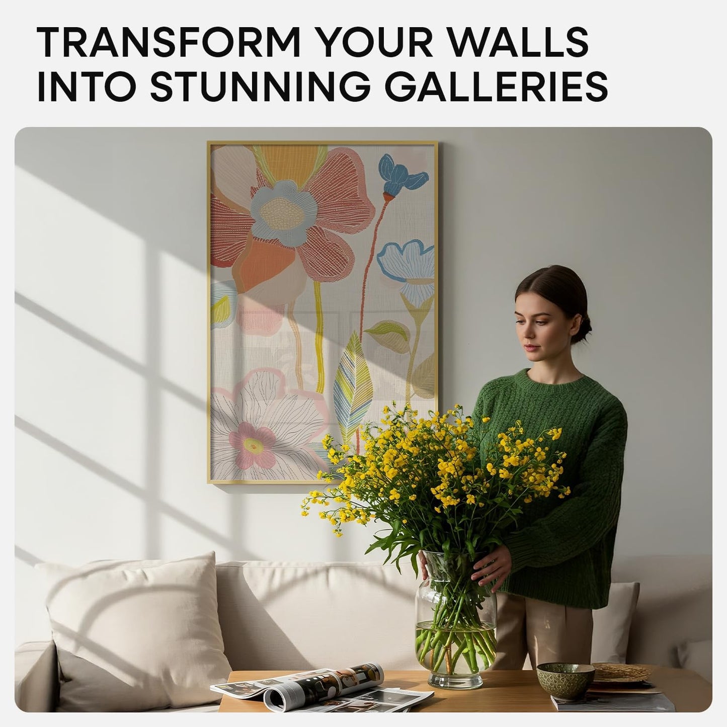 Homeforia 20x30 Poster Frame Gold, High End Metal 20 x 30 Picture Frames with Mat 16 by 24 Photo, 20x30 Gold Frame Matted to 16x24 Print, 30x20 Large Hanging Frames, Tempered Glass, Wall Kit, Set of 1