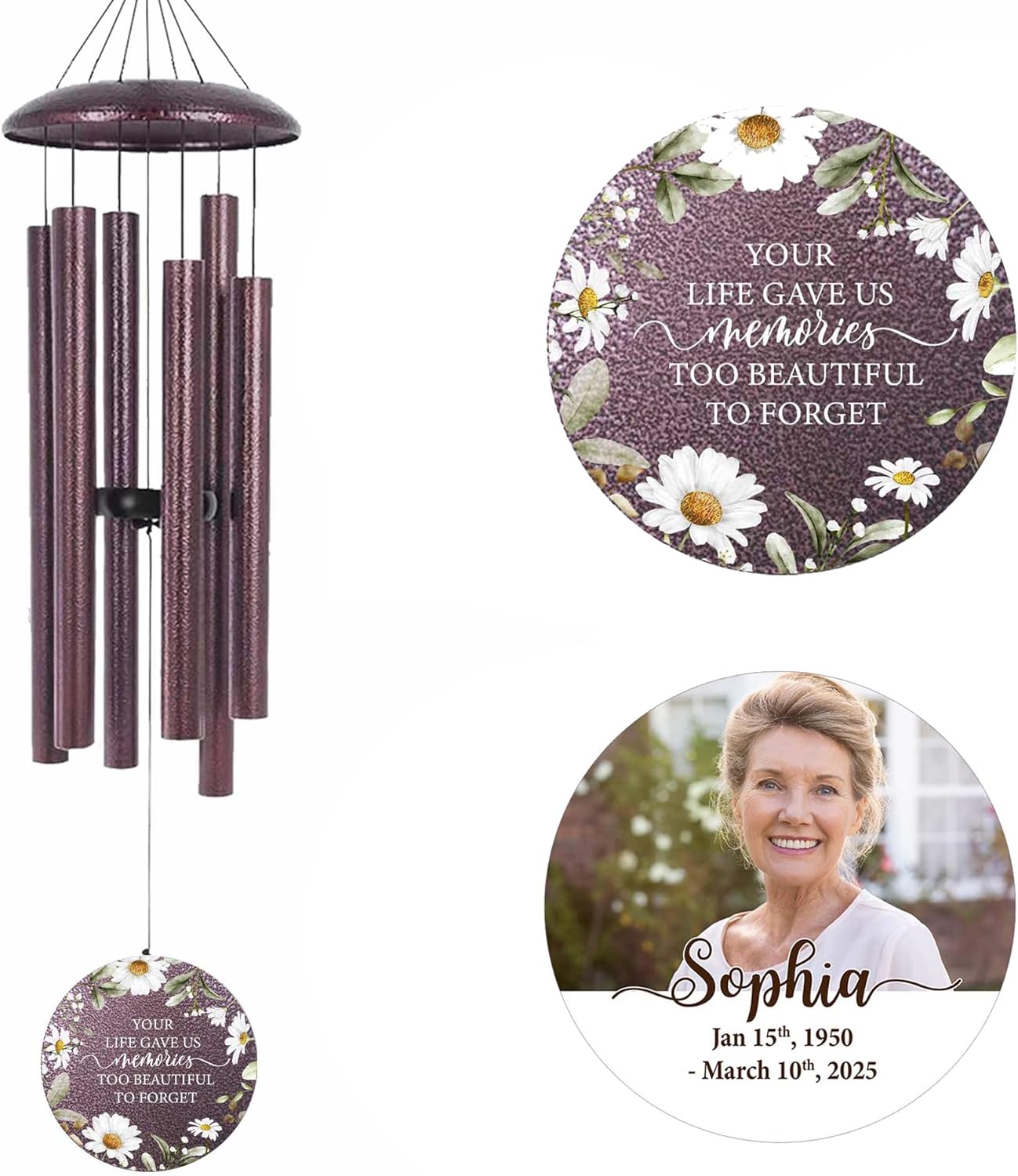 ASTARIN Personalized Deep Tone Wind Chime Memorial, Customized Sympathy Wind Chimes, Memory Wind Chimes for Loved Ones Lost, Bereavement Gifts Windchimes Outdoor