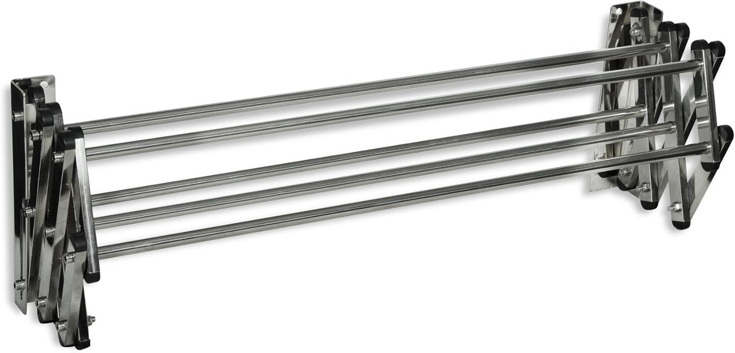 AERO W Racks Stainless Steel Wall Mounted Collapsible Laundry Clothes Drying Rack 45 Pound Capacity 11 Linear Ft