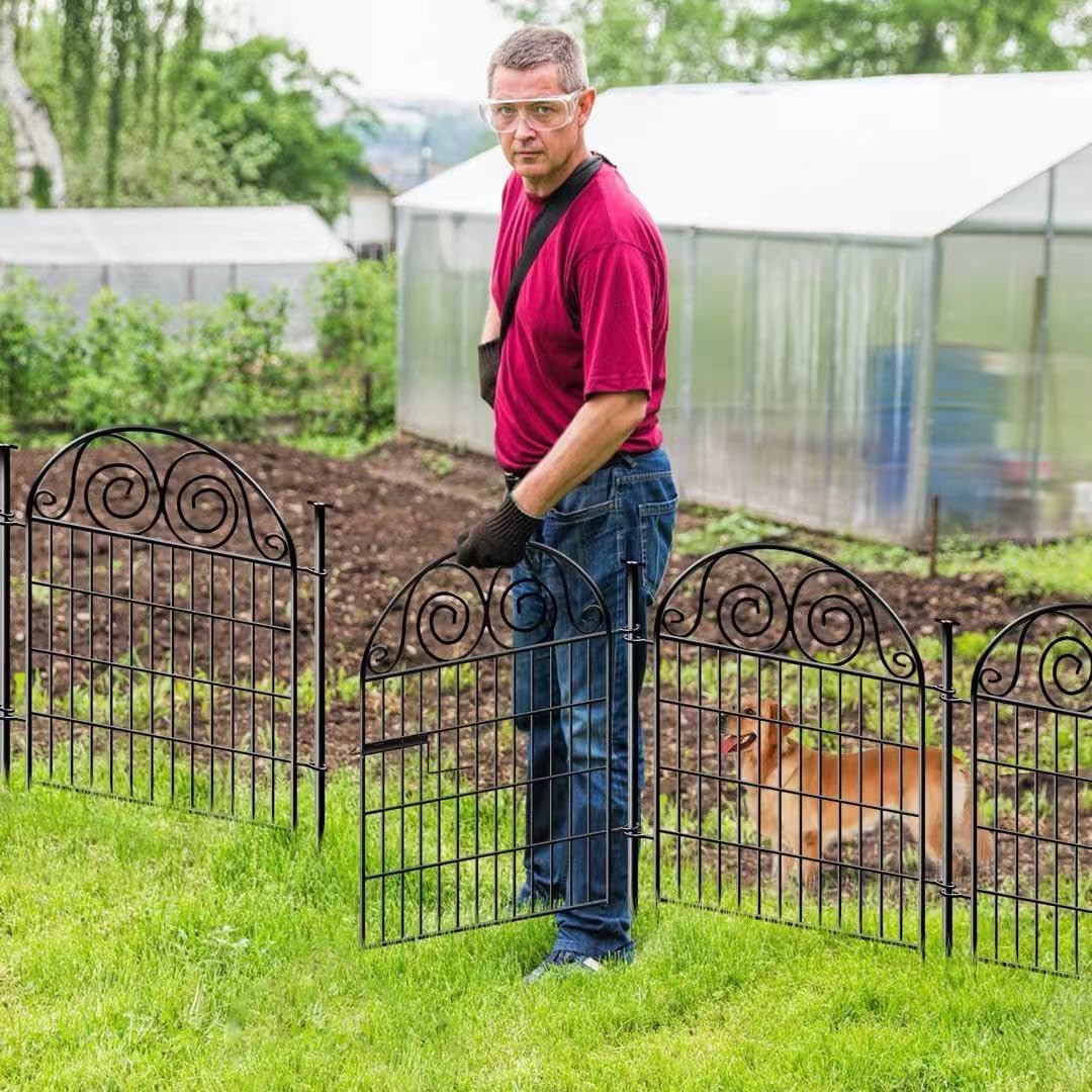 Tall Garden Fence with Gate, 36 Inch(H) 4 Panels Dog Fence Outdoor for Yard, Total Length 8.8 Ft Metal Temporary Dog Fencing│Patented