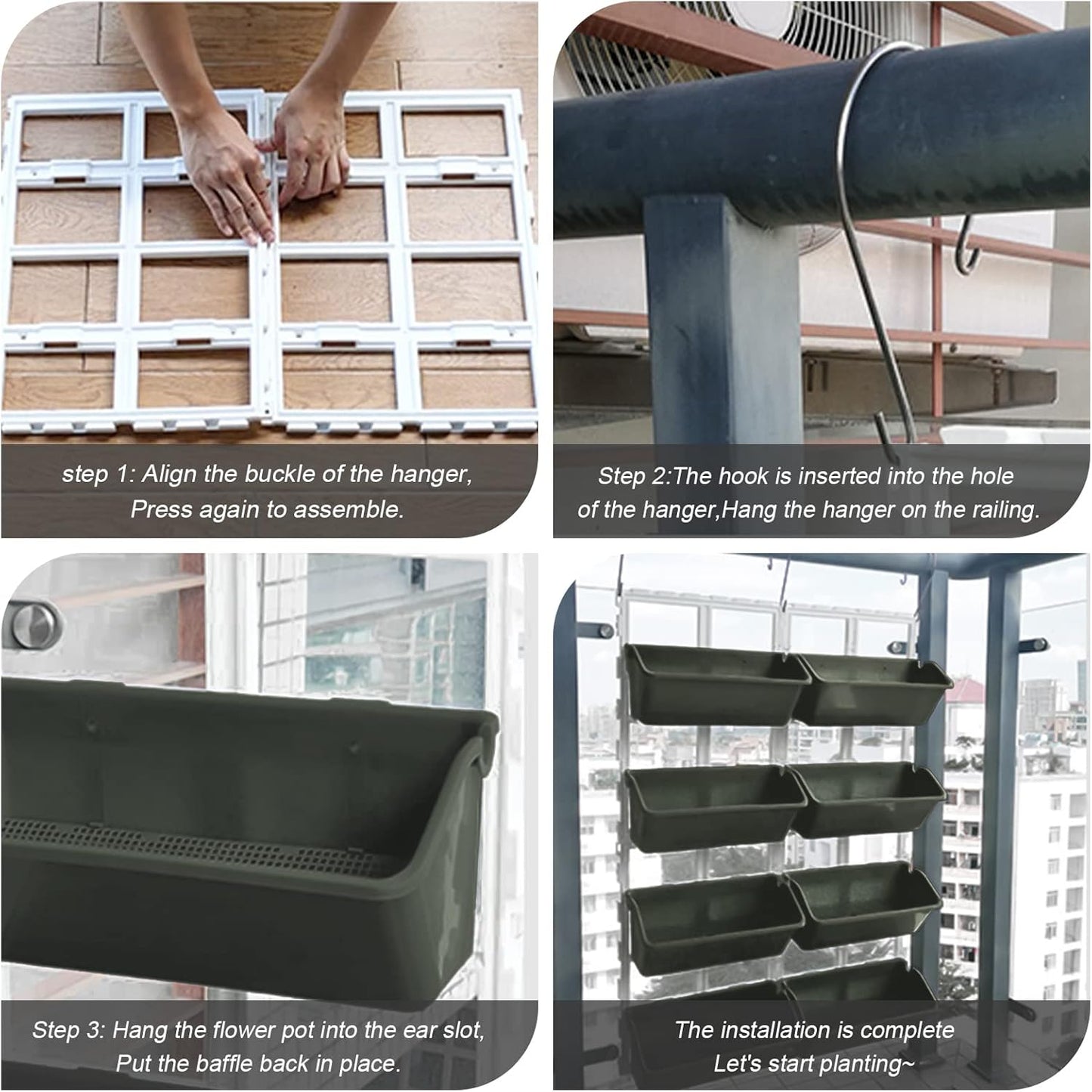 LOYALHEARTDY Vertical Garden Wall Planter Wall Mounted Planter 4-Tier Vertical Garden Planters for Growing Strawberries, Flowers, Vegetables, Herbs Indoor/Outdoor Decoration (Army Green)