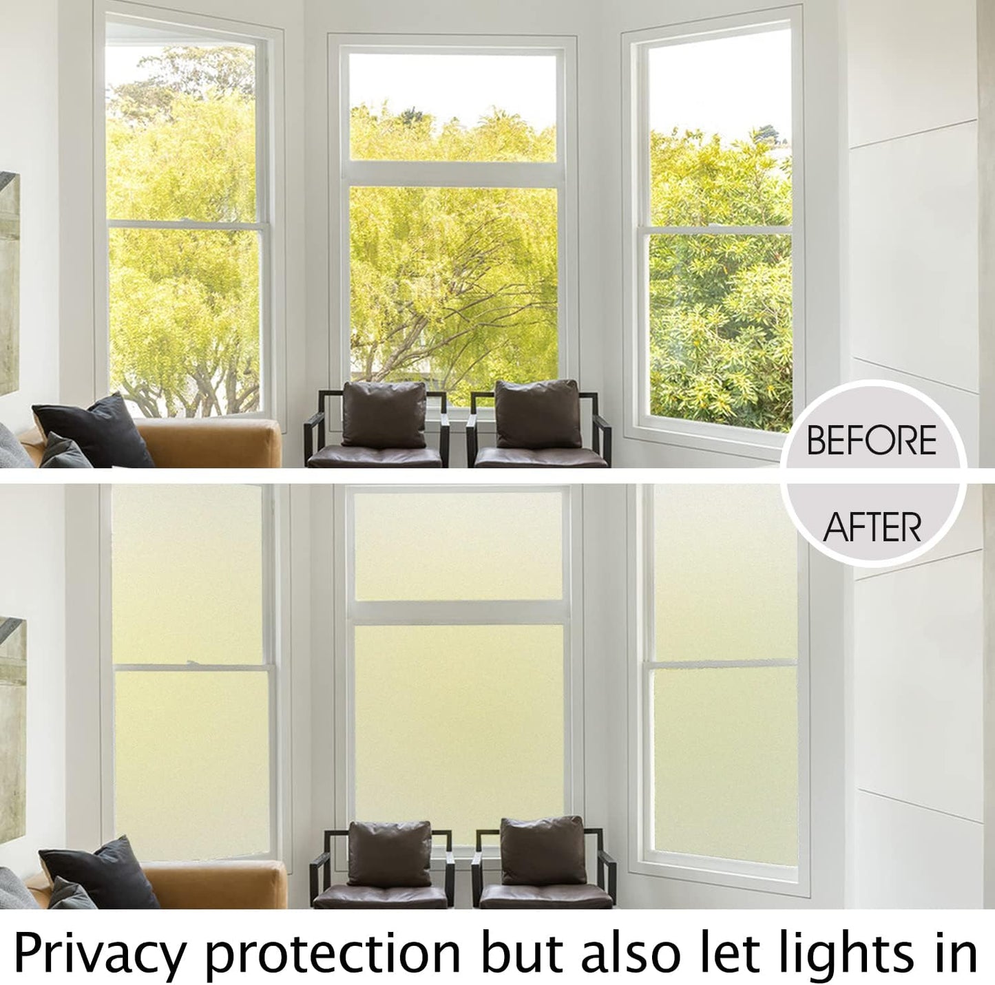 HIDBEA Frosted Window Privacy Film Heat Control UV Blocking, Static Cling Non-Adhesive Reusable Door coverings for Bathroom Home Office (Frosted 41.3 Inch x 6.5 Feet)