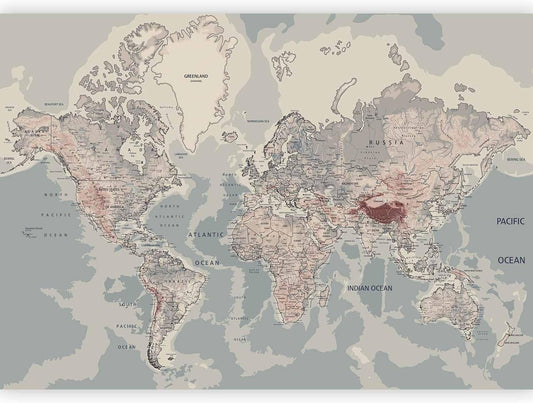 artgeist Wall Mural World Map 173x124 in - Peel and Stick Self-Adhesive Wallpaper Removable Large Sticker Foil Wall Decor Print Picture Image Design Map of The World k-A-0061-a-c