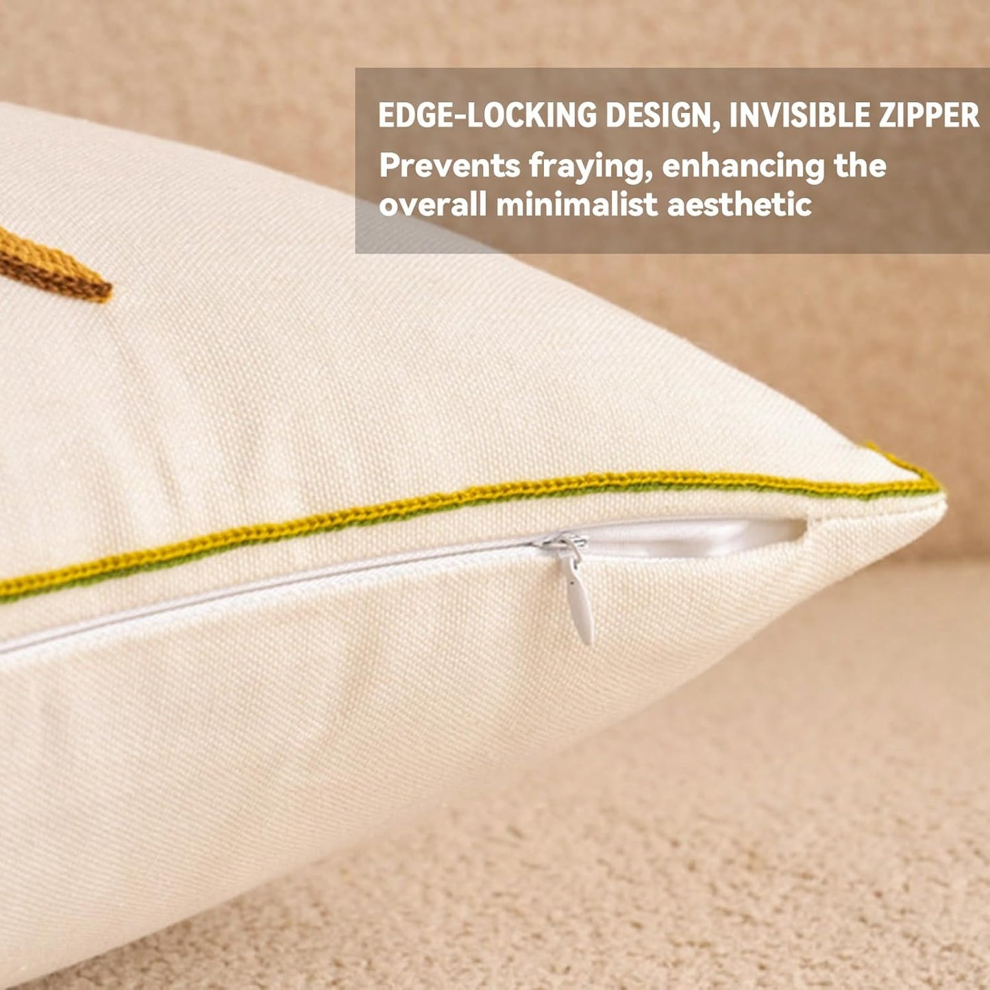 Embroidered Flower Pillow Cover Farmhouse Soft Pillowcase Aesthetic Design Woven Cushion Cover for Sofa Living Room Bed Purple Floral