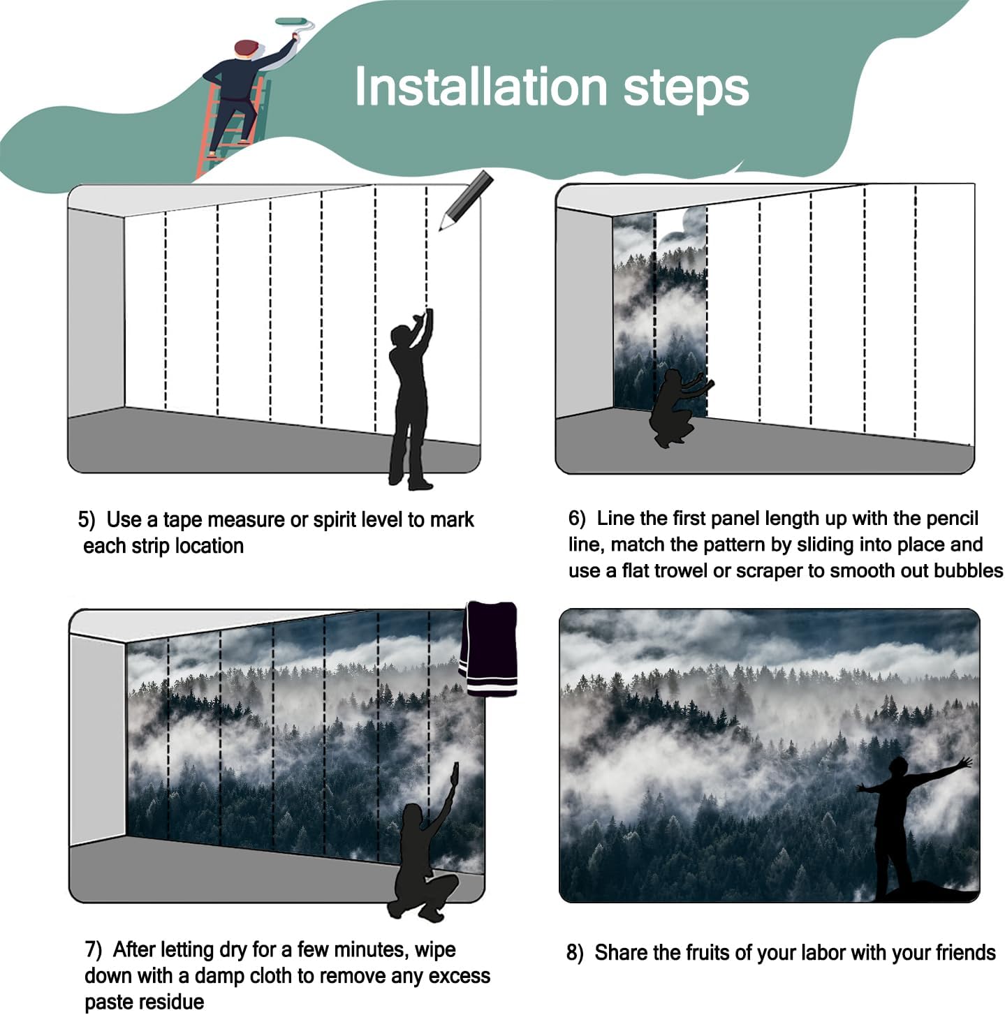 -Misty Forest Bedroom Wallpaper XT20 S 100" x 65"