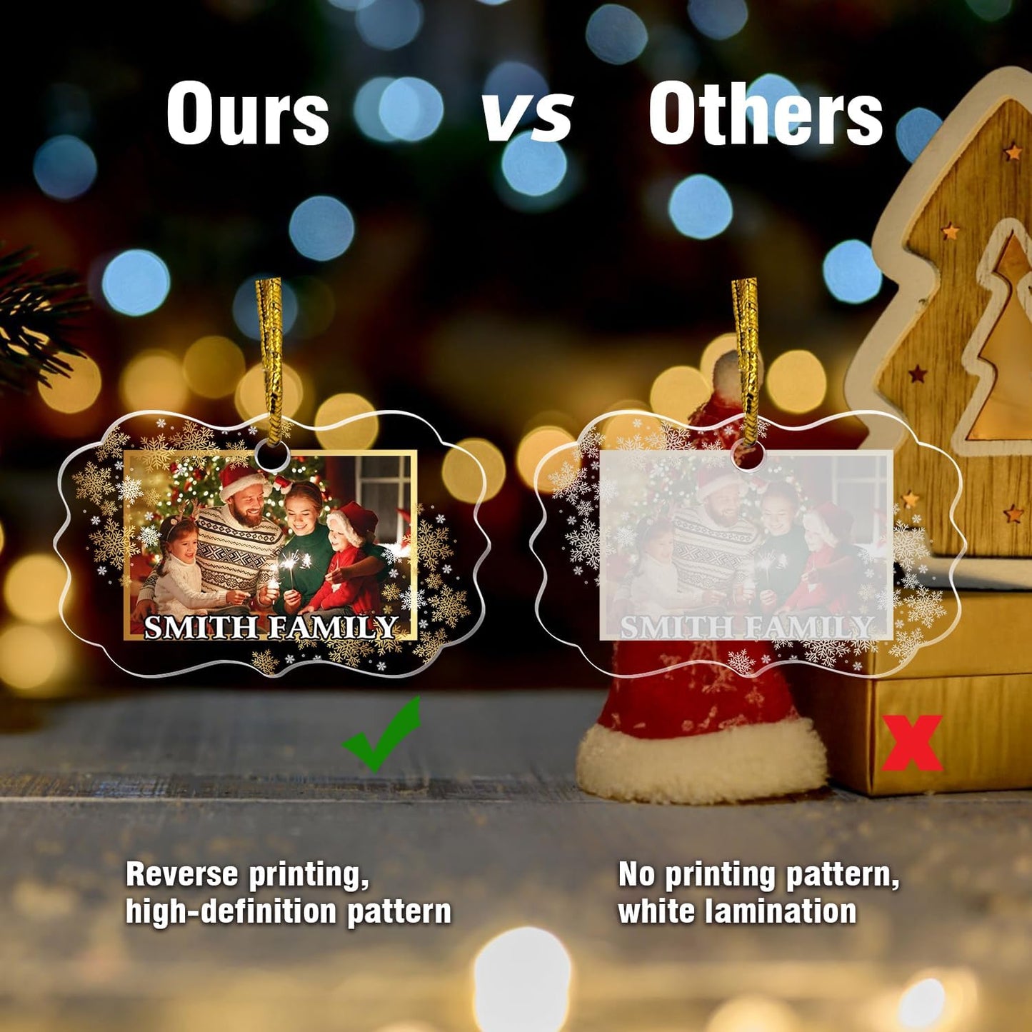 Personalized Family Photo Decor, Crystal Ornaments, Custom Christmas Hanging Ornaments, Decorative Hanging Glass Pendant, Design Own Picture, Gifts for Christmas, Butterfly Shape for Family