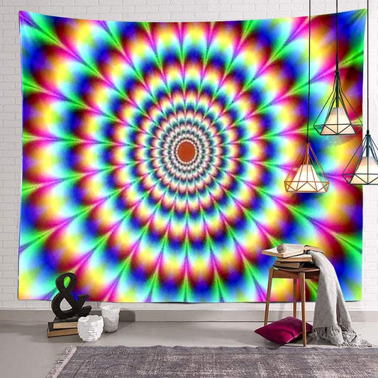 Trippy Rainbow Spiritual Tapestry Psychedelic Abstract Colorful Vortex Wall Hanging Decor Mandala Hippie Large Tapestry Background for Bedroom Living Room Dorm(80x60 Inch)