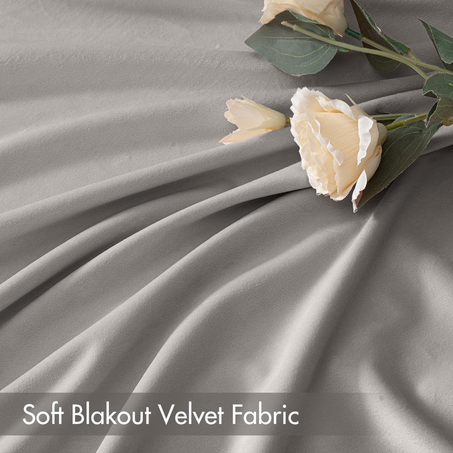 MIULEE Silver Velvet Curtains Thermal Insulated Blackout Curtain Drapes for Bedroom Living Room Darkening 84 Inches Long Curtains Panels Rod Pocket Set of 2