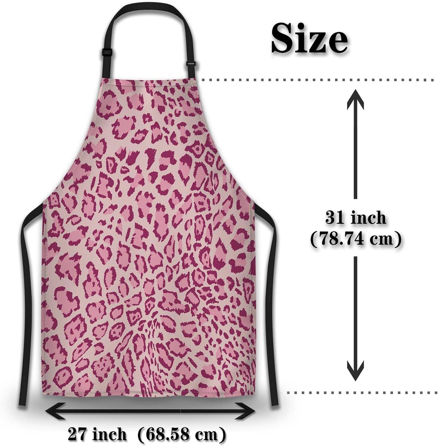 Chef Apron for Men Pink Leopard Funny Aprons for Women for Kitchen Cooking Restaurant BBQ Painting Crafting 27” (W) x 31” (H), Waterproof Aprons