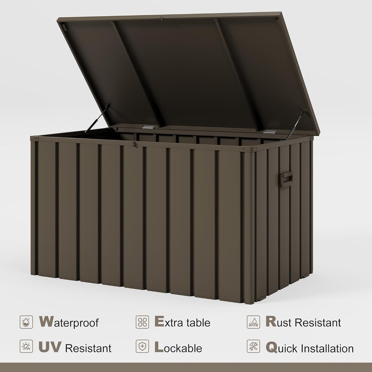 PURPLE LEAF Outdoor Deck Box 120 Gallon Waterproof Lockable Storage Box Container with Lid Deck Organization for Patio Cushions Side Table Pool Accessories Garden Tools, Brown