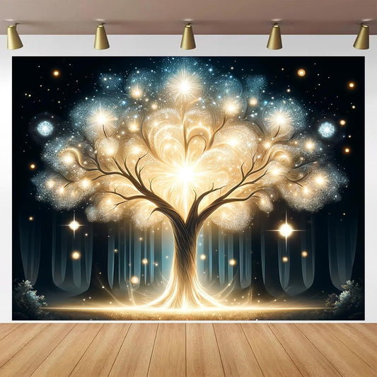 BlissYard Glowing Spirit Tree UV Black Light Tapestry 78x59 Inches Art Color Neon Light Background Bedroom Living Room Wall Party Decoration Fantasy Magical Forest Luminous Tree of Life Backdrop