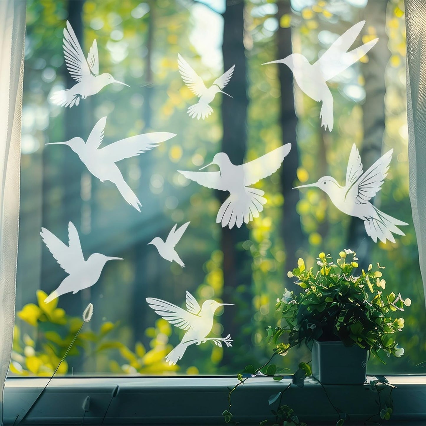 Bird Window Clings Static Cling Window Decals, 1PCS Anti Collision Bird Deterrent Rainbow Stickers, Reusable, Rainbow Non-Adhesive Prismatic Decorative Home Decor